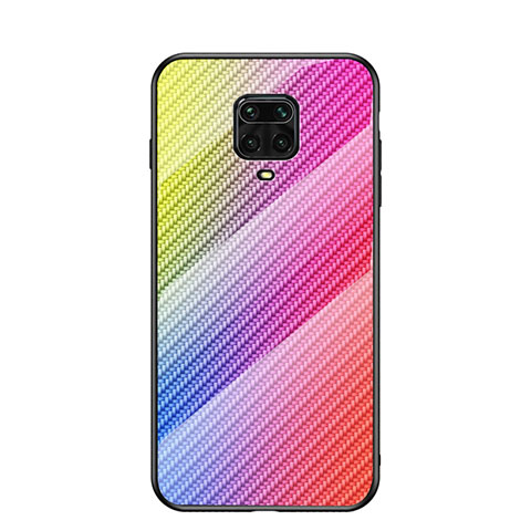 Custodia Silicone Specchio Laterale Sfumato Arcobaleno Cover LS2 per Xiaomi Redmi Note 9 Pro Arancione