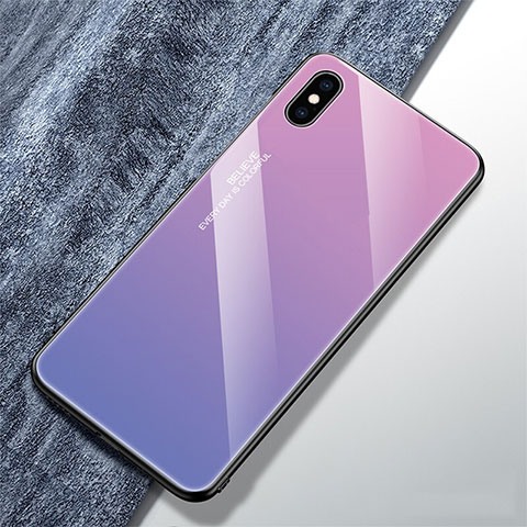 Custodia Silicone Specchio Laterale Sfumato Arcobaleno Cover M01 per Apple iPhone X Viola