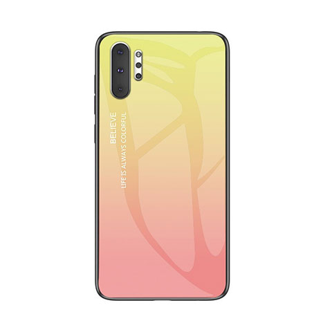 Custodia Silicone Specchio Laterale Sfumato Arcobaleno Cover M01 per Samsung Galaxy Note 10 Plus Giallo