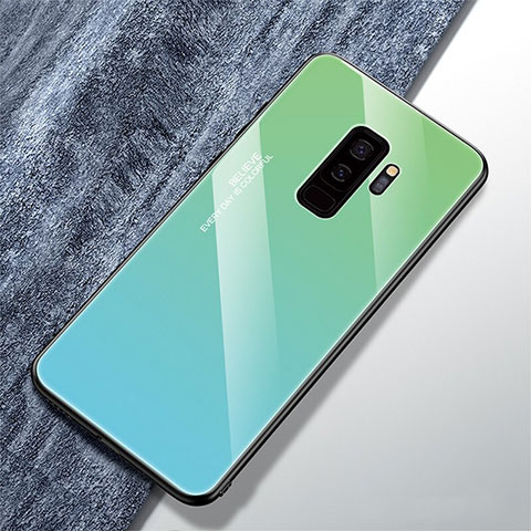 Custodia Silicone Specchio Laterale Sfumato Arcobaleno Cover M01 per Samsung Galaxy S9 Plus Verde