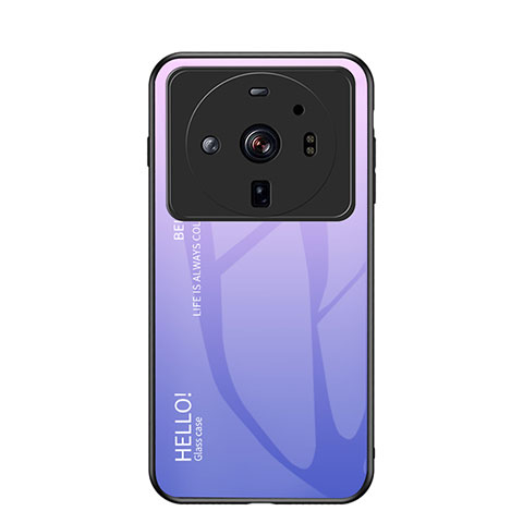 Custodia Silicone Specchio Laterale Sfumato Arcobaleno Cover M01 per Xiaomi Mi 12S Ultra 5G Lavanda