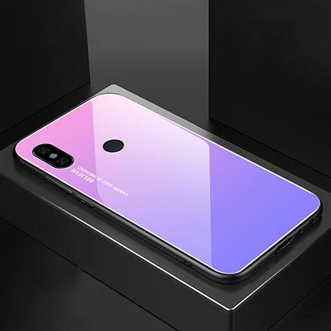 Custodia Silicone Specchio Laterale Sfumato Arcobaleno Cover M01 per Xiaomi Mi 6X Viola