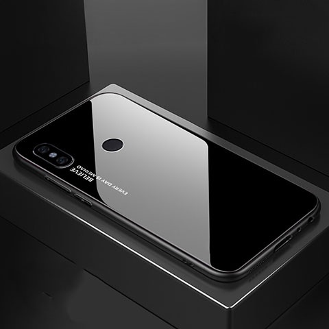 Custodia Silicone Specchio Laterale Sfumato Arcobaleno Cover M01 per Xiaomi Mi A2 Nero