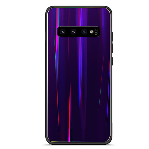 Custodia Silicone Specchio Laterale Sfumato Arcobaleno Cover M02 per Samsung Galaxy S10 5G Viola