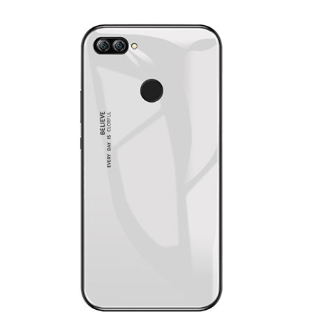 Custodia Silicone Specchio Laterale Sfumato Arcobaleno Cover per Huawei Enjoy 7S Bianco