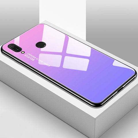 Custodia Silicone Specchio Laterale Sfumato Arcobaleno Cover per Huawei Enjoy 9 Plus Viola