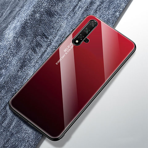 Custodia Silicone Specchio Laterale Sfumato Arcobaleno Cover per Huawei Honor 20S Rosso