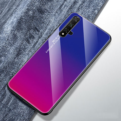 Custodia Silicone Specchio Laterale Sfumato Arcobaleno Cover per Huawei Honor 20S Viola