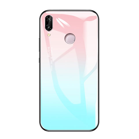 Custodia Silicone Specchio Laterale Sfumato Arcobaleno Cover per Huawei Honor Play Cielo Blu