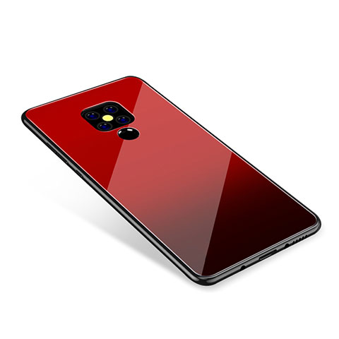 Custodia Silicone Specchio Laterale Sfumato Arcobaleno Cover per Huawei Mate 20 Rosso