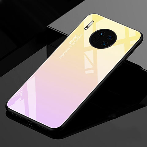 Custodia Silicone Specchio Laterale Sfumato Arcobaleno Cover per Huawei Mate 30 Oro