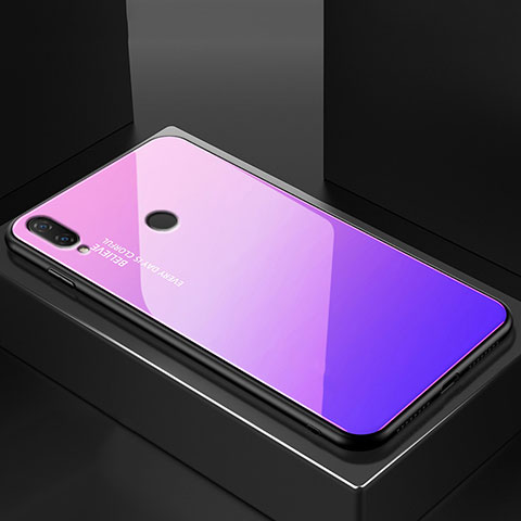 Custodia Silicone Specchio Laterale Sfumato Arcobaleno Cover per Huawei Nova 3e Viola