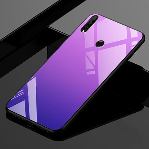 Custodia Silicone Specchio Laterale Sfumato Arcobaleno Cover per Huawei Nova 4e Viola