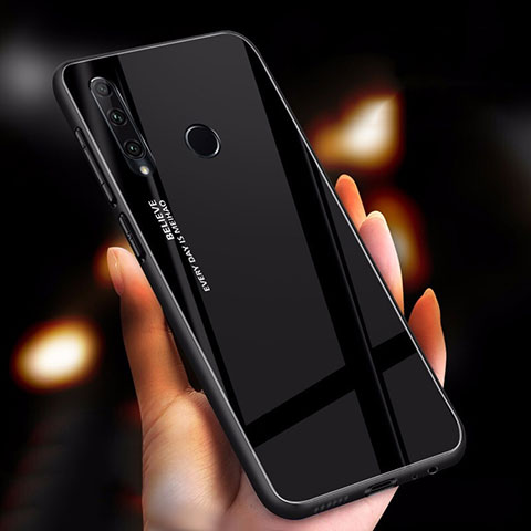 Custodia Silicone Specchio Laterale Sfumato Arcobaleno Cover per Huawei P Smart+ Plus (2019) Nero