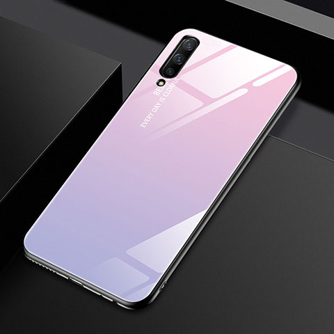 Custodia Silicone Specchio Laterale Sfumato Arcobaleno Cover per Huawei P Smart Pro (2019) Rosa