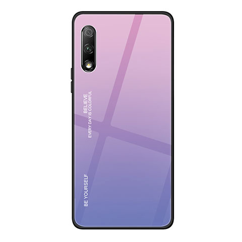 Custodia Silicone Specchio Laterale Sfumato Arcobaleno Cover per Huawei P Smart Z (2019) Rosa