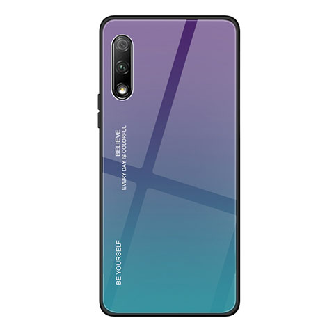 Custodia Silicone Specchio Laterale Sfumato Arcobaleno Cover per Huawei P Smart Z (2019) Viola