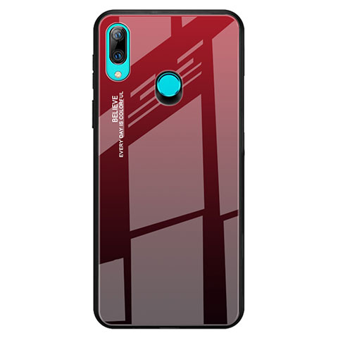 Custodia Silicone Specchio Laterale Sfumato Arcobaleno Cover per Huawei P Smart Z Rosso