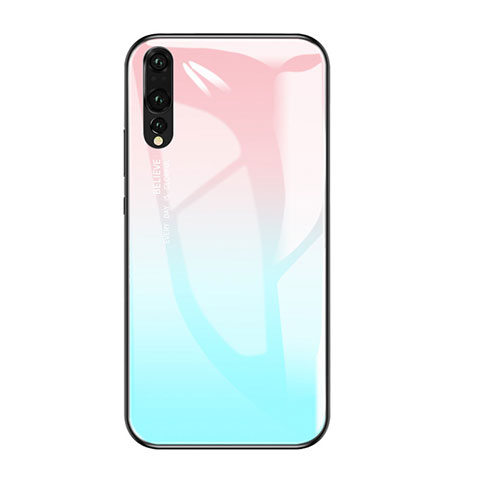 Custodia Silicone Specchio Laterale Sfumato Arcobaleno Cover per Huawei P20 Pro Cielo Blu