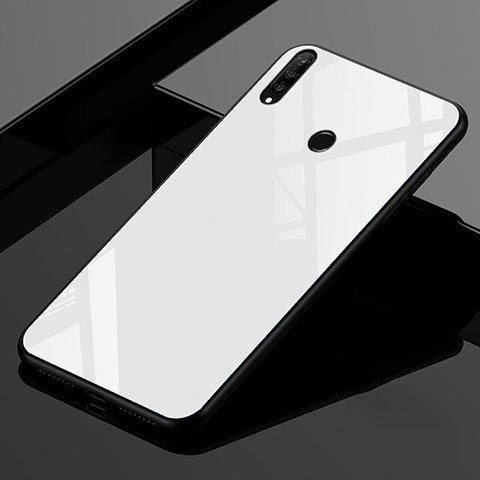 Custodia Silicone Specchio Laterale Sfumato Arcobaleno Cover per Huawei P30 Lite XL Bianco
