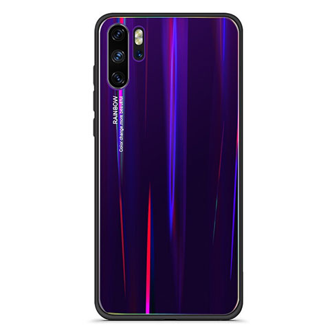 Custodia Silicone Specchio Laterale Sfumato Arcobaleno Cover per Huawei P30 Pro New Edition Viola