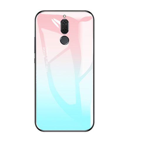 Custodia Silicone Specchio Laterale Sfumato Arcobaleno Cover per Huawei Rhone Cielo Blu