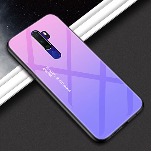 Custodia Silicone Specchio Laterale Sfumato Arcobaleno Cover per Oppo A11X Viola