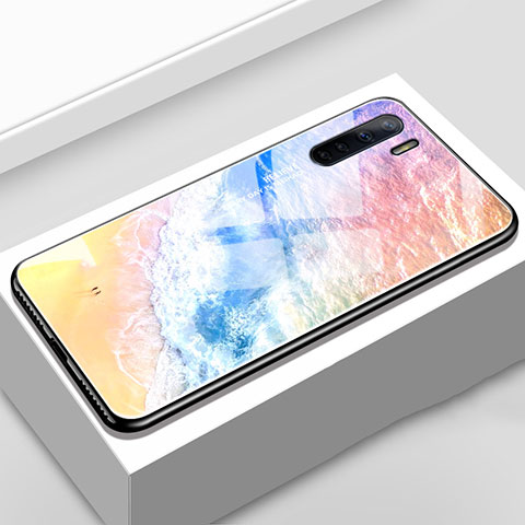 Custodia Silicone Specchio Laterale Sfumato Arcobaleno Cover per Oppo A91 Arancione