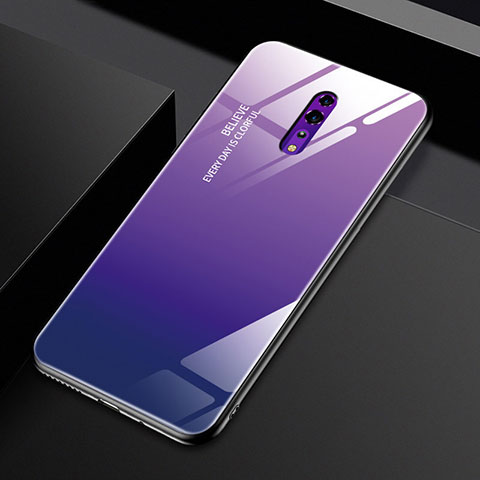 Custodia Silicone Specchio Laterale Sfumato Arcobaleno Cover per Oppo Reno Z Viola