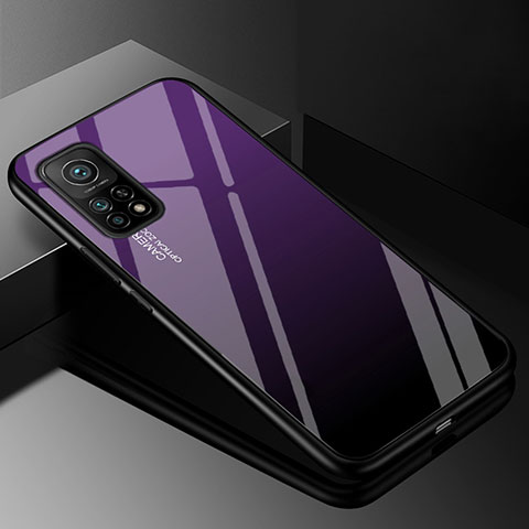 Custodia Silicone Specchio Laterale Sfumato Arcobaleno Cover per Xiaomi Redmi K30S 5G Viola