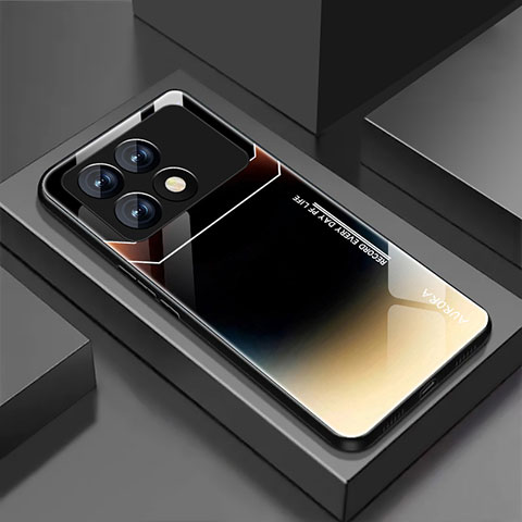 Custodia Silicone Specchio Laterale Sfumato Arcobaleno Cover per Xiaomi Redmi K70E 5G Oro e Nero