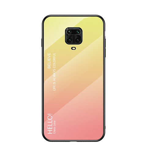 Custodia Silicone Specchio Laterale Sfumato Arcobaleno Cover per Xiaomi Redmi Note 9S Giallo