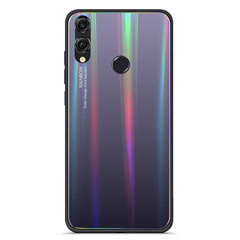 Custodia Silicone Specchio Laterale Sfumato Arcobaleno Cover R01 per Huawei Honor 8X Nero