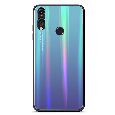 Custodia Silicone Specchio Laterale Sfumato Arcobaleno Cover R01 per Huawei Honor V10 Lite Blu