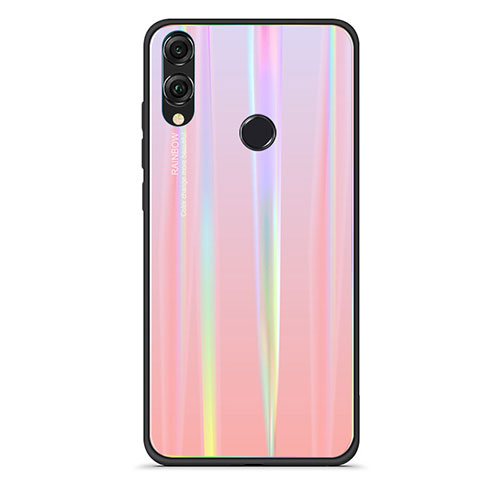 Custodia Silicone Specchio Laterale Sfumato Arcobaleno Cover R01 per Huawei Honor V10 Lite Oro Rosa