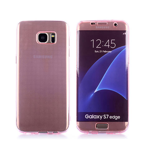 Custodia Silicone Trasparente A Flip Morbida Cover per Samsung Galaxy S7 Edge G935F Rosa