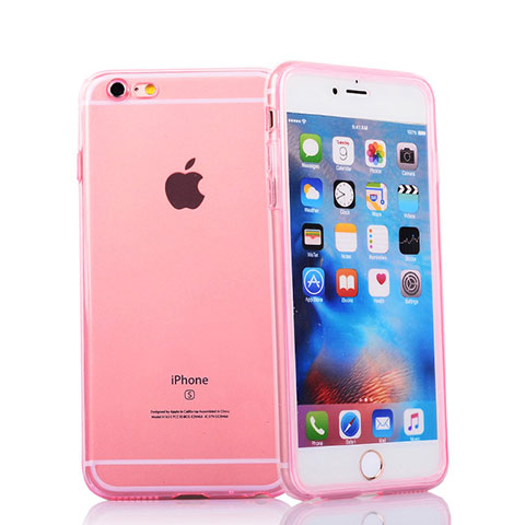 Custodia Silicone Trasparente A Flip Morbida per Apple iPhone 6S Plus Rosa