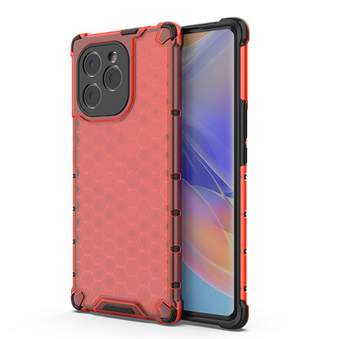 Custodia Silicone Trasparente Laterale 360 Gradi Cover AM1 per Huawei Honor 60 SE 5G Rosso