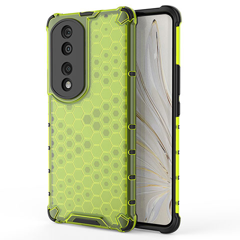 Custodia Silicone Trasparente Laterale 360 Gradi Cover AM1 per Huawei Honor 70 Pro+ Plus 5G Verde