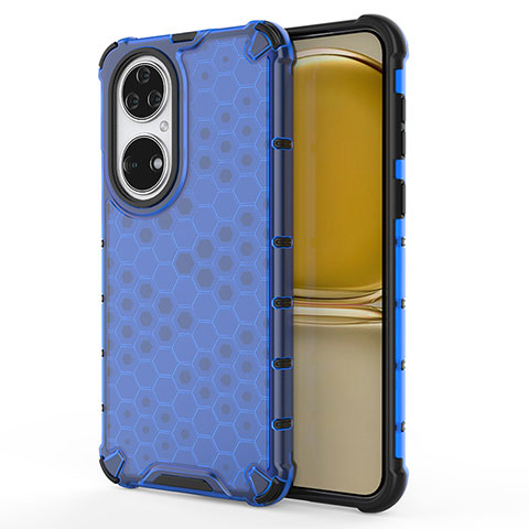 Custodia Silicone Trasparente Laterale 360 Gradi Cover AM1 per Huawei P50e Blu