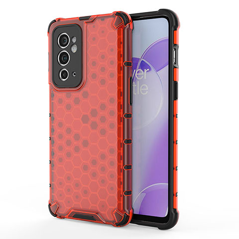 Custodia Silicone Trasparente Laterale 360 Gradi Cover AM1 per OnePlus 9RT 5G Rosso