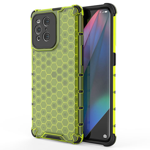 Custodia Silicone Trasparente Laterale 360 Gradi Cover AM1 per Oppo Find X3 5G Verde