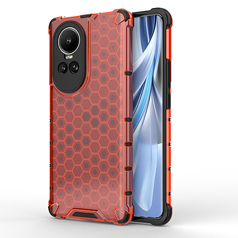 Custodia Silicone Trasparente Laterale 360 Gradi Cover AM1 per Oppo Reno10 Pro 5G Rosso