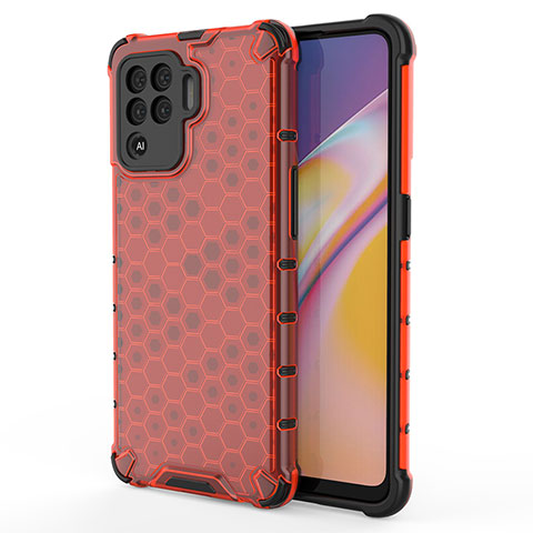 Custodia Silicone Trasparente Laterale 360 Gradi Cover AM1 per Oppo Reno5 F Rosso