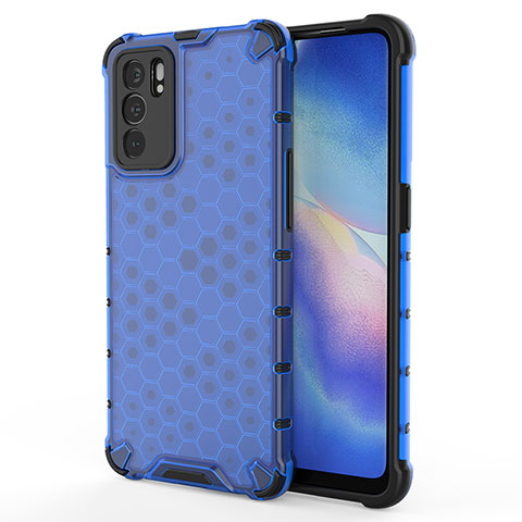 Custodia Silicone Trasparente Laterale 360 Gradi Cover AM1 per Oppo Reno6 5G Blu