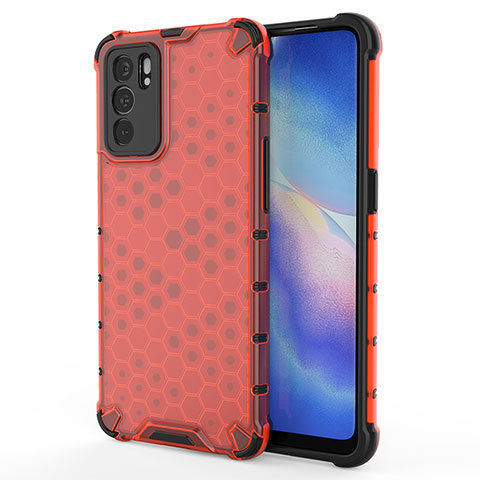 Custodia Silicone Trasparente Laterale 360 Gradi Cover AM1 per Oppo Reno6 5G Rosso