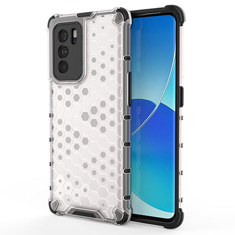 Custodia Silicone Trasparente Laterale 360 Gradi Cover AM1 per Oppo Reno6 Pro 5G India Bianco