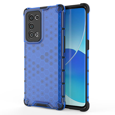 Custodia Silicone Trasparente Laterale 360 Gradi Cover AM1 per Oppo Reno6 Pro+ Plus 5G Blu