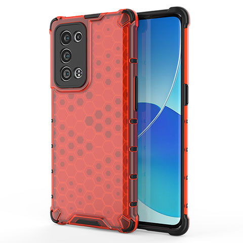 Custodia Silicone Trasparente Laterale 360 Gradi Cover AM1 per Oppo Reno6 Pro+ Plus 5G Rosso