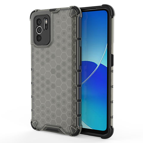 Custodia Silicone Trasparente Laterale 360 Gradi Cover AM1 per Oppo Reno6 Z 5G Nero